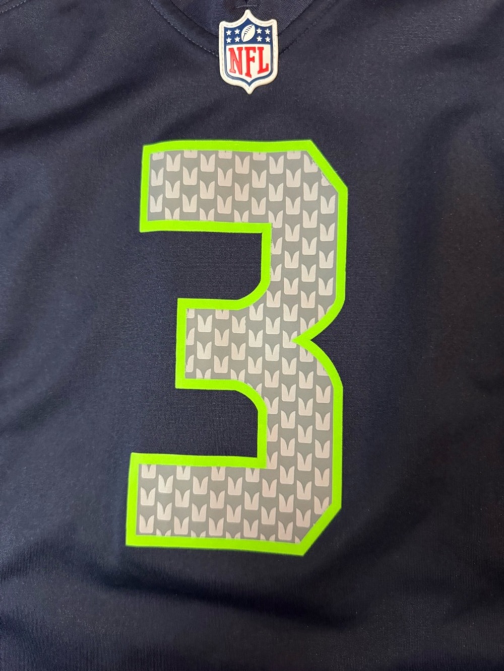 NFL Seattle Seahawks Navy & Neon Green #3 Women’s Jersey - Picture 3 of 11